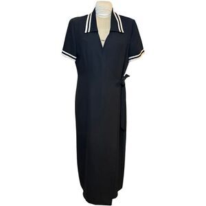 Jessica Howard Dress Sz. 16 Nautical Wrap/Side Tie Maxi    Vintage Timeless Pack